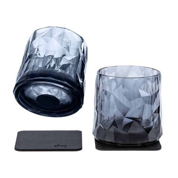 Magnet Kunststoff Whiskyglas 250ml rauchgrau 2er Set