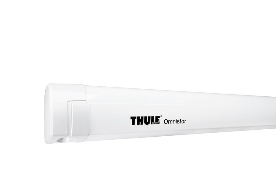 Thule Omnistor Markise 5200, Länge 4,50 m, Gehäuse weiß, Tuchfarbe Saphir-Blau, II.Wahl