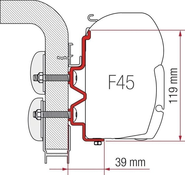 Adapter Hymercamp 400 cm für F45 Markise