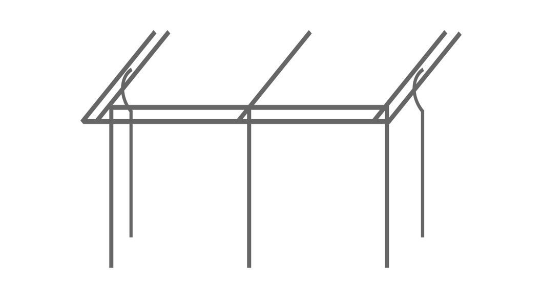 Dauerstand Teilzelt Wien 350 x 240 cm Einzug links einmal eingezogen