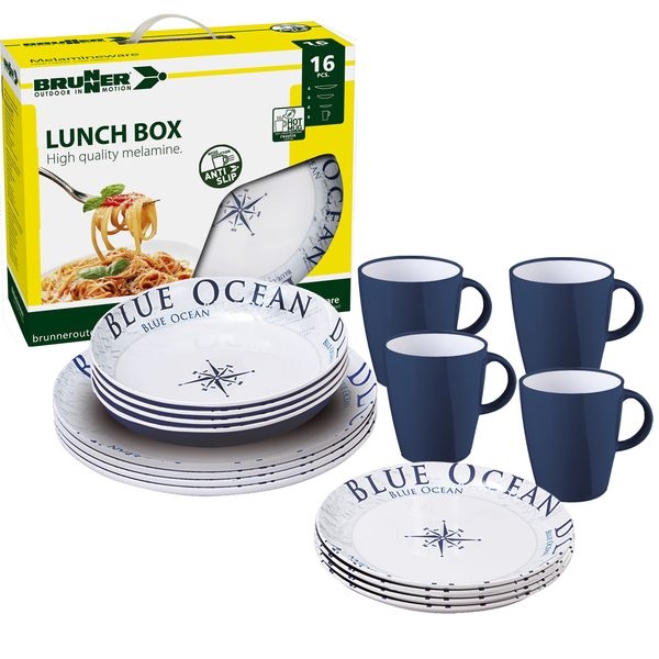 Geschirrset Lunch Box Blue Ocean 16-teilig