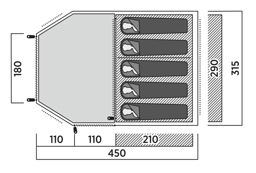 5 Personen Tunnelzelt Hidra 5