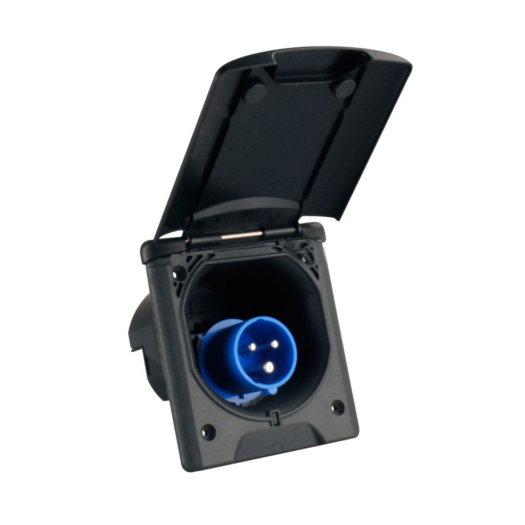 Einspeisungsdose CEE mit Magnetklappdeckel schwarz
