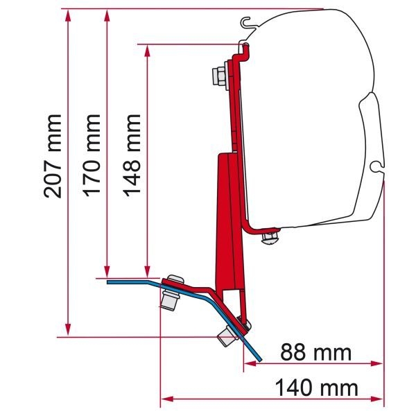 Fiamma Adapter Ford Custom Lift Roof H1 Deep Black F45/F43/F35