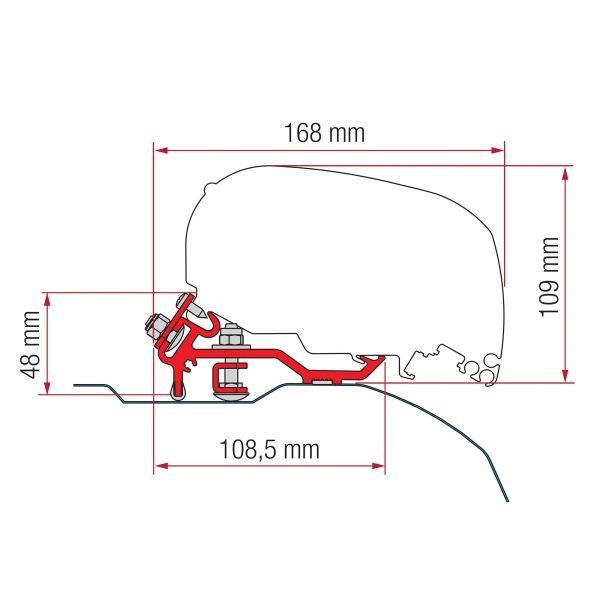 Markisen-Set F80s 370cm Ducato Gehäuse schwarz Tuch grau