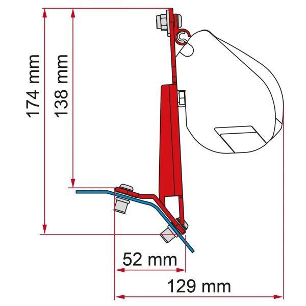 Fiamma Adapter Ford Custom Lift Roof H1 Deep Black F45/F43/F35