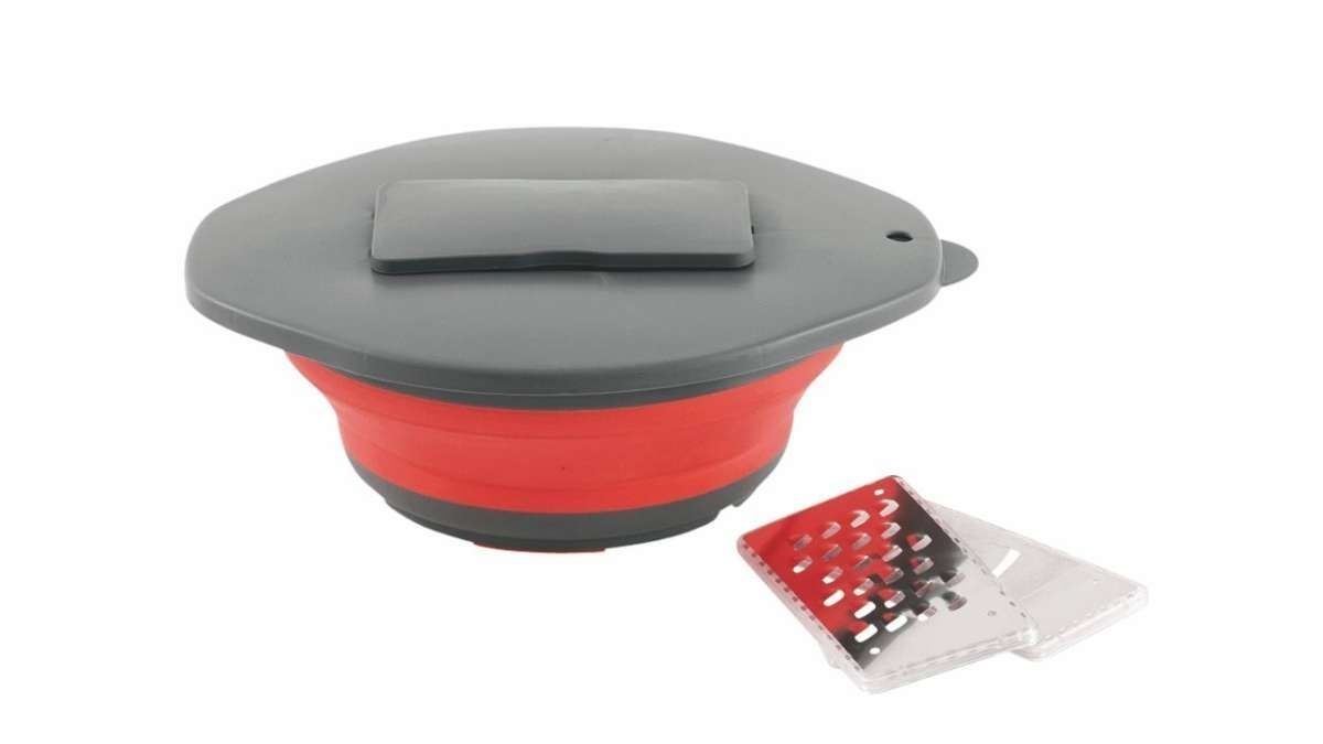 Collaps Schüssel mit Deckel & Reibe rot