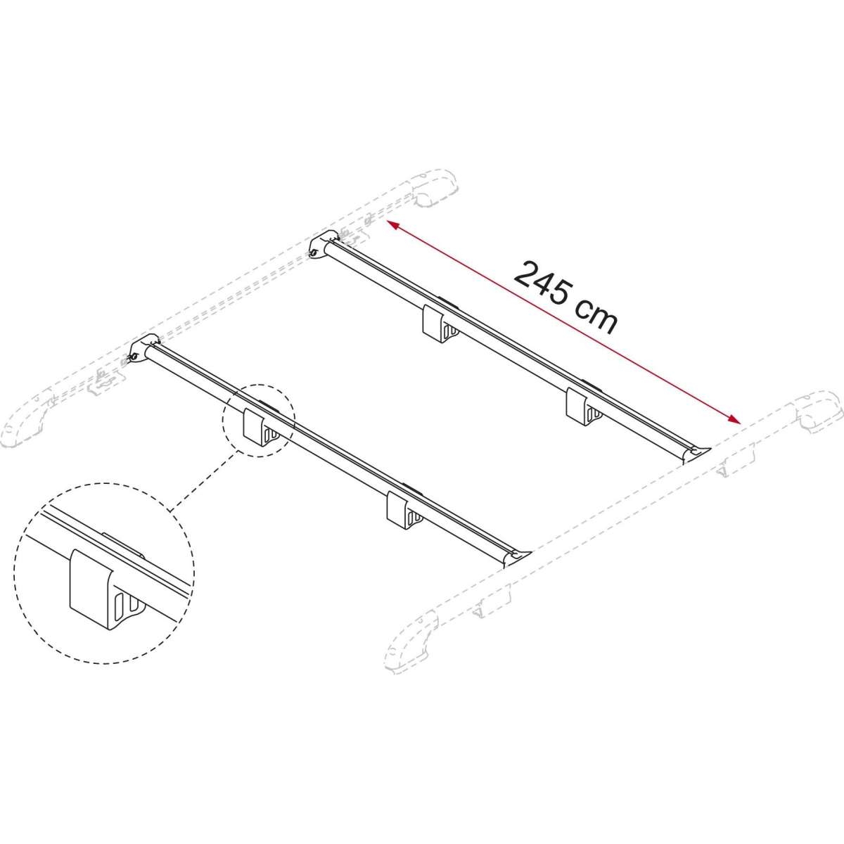 Tragestange Fixing-Bar Rail Länge: 240cm