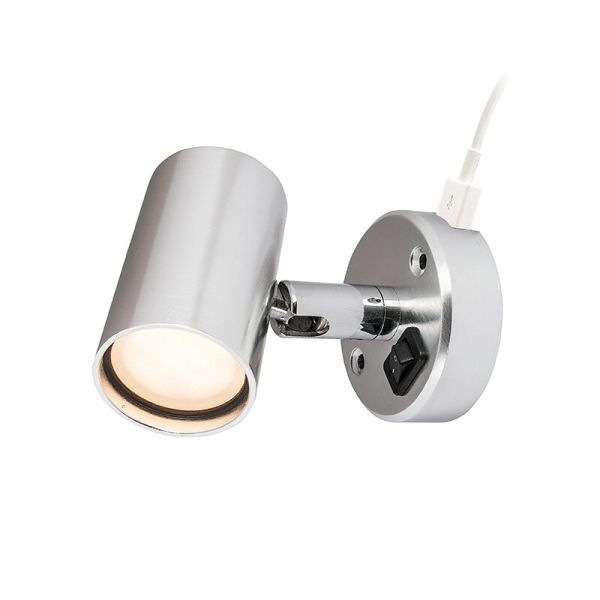 FriLight Aufbauspot Minitube D1 Alu mit Schalter und USB-Anschluss