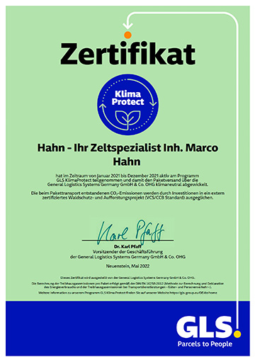 Zertifikat GLS KlimaProtect