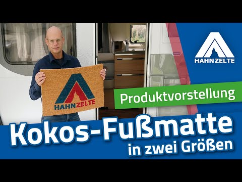 Kokos-Fußmatte mit Hahn Zelte Logo 25x50cm