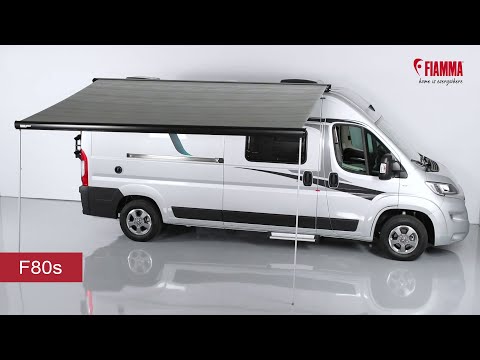 Markisen-Set F80s 370cm Ducato Gehäuse schwarz Tuch grau